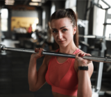 Military developed with bar: bodybuilding